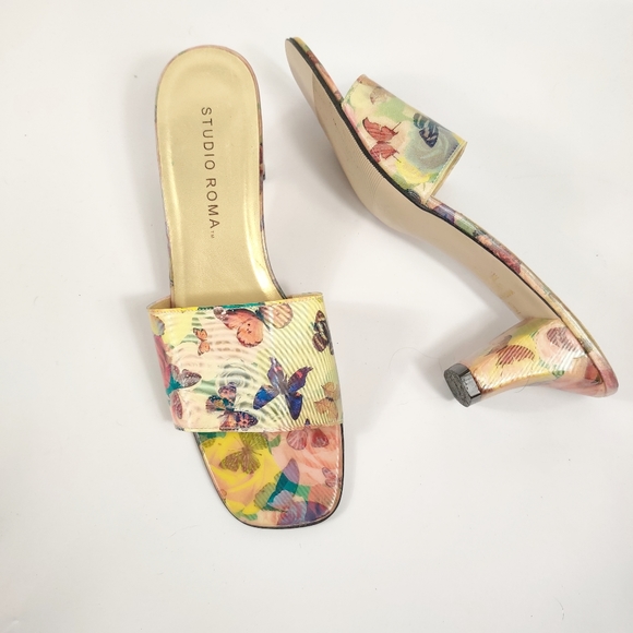 Studio Roma Shoes - Vintage 1990 Studio Roma slides holographic floral